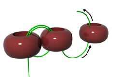 thread looped through three beads